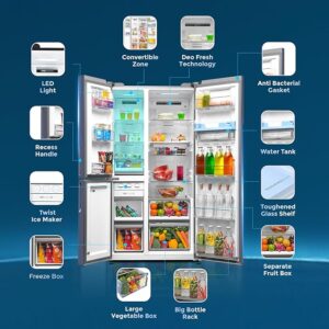 81Tsj9j1P7L._SX679_ Haier 598L 3 Door Convertible Side by Side Refrigerator with WIFI Enabled Smart Sense AI