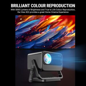 81Vdg-Dig6L._SL1500_ Ant Esports View 822 Smart LED Projector - Black | Auto-Focus 1080P Native & 4K Support, 5000 Lumens, WiFi, Android 9, BT, Remote, Upto 176", Built-in OTT (Netflix, Prime Video), Speaker 2x3W