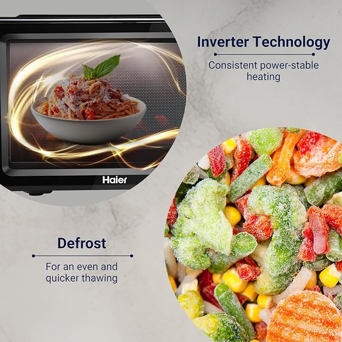 81csDC8hGFL._SX679_ Haier 19 L Inverter Technology, Light Weight, Defrost, 5 Power Levels Solo Microwave Oven (HIL1901MBPB, Black)