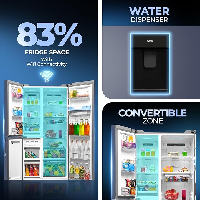 81ff6luSWkL._SX679_ Haier 598L 3 Door Convertible Side by Side Refrigerator with WIFI Enabled Smart Sense AI