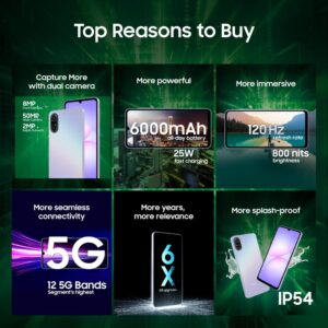 81O9bov81aL._SL1500_ Samsung Galaxy A07 5G Smartphone (Light Violet, 4GB RAM, 128GB Storage)