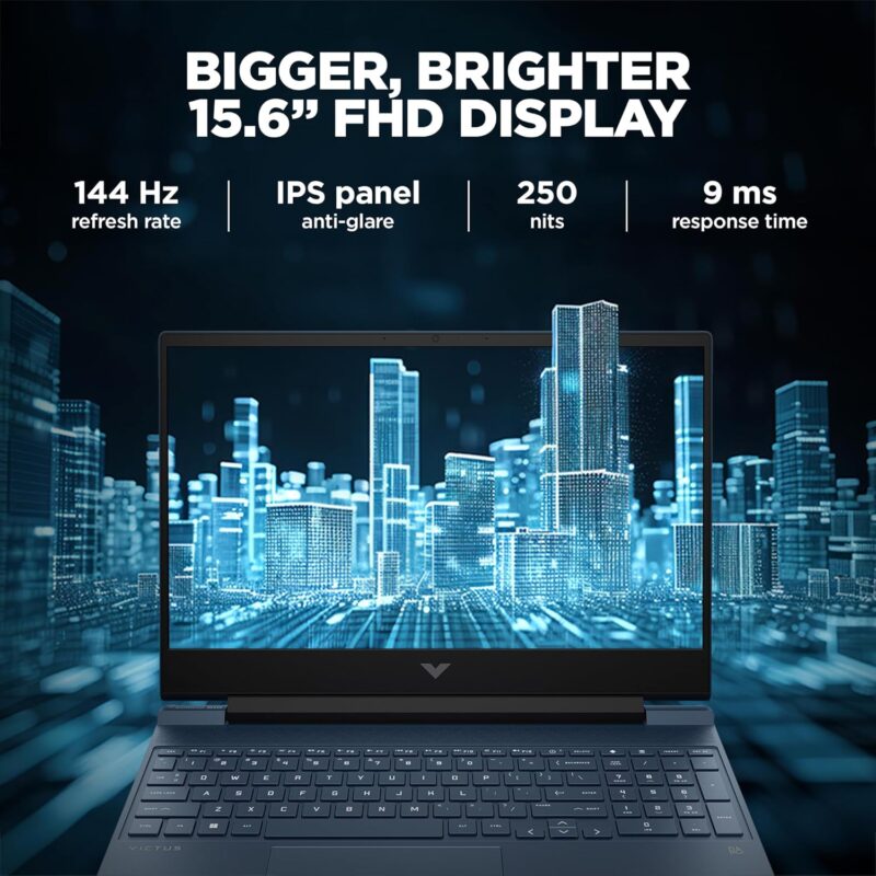 81XCjtsIhKL._SL1500_ HP Victus, 12th Gen Intel Core i5-12450H, RTX 3050 (16GB DDR4, 512GB SSD) FHD, IPS, 144Hz, 15.6"/39.6cm, Win 11, Office 21, Blue, 2.3kg, fa1412tx, B&O Audio, Backlit Gaming Laptop