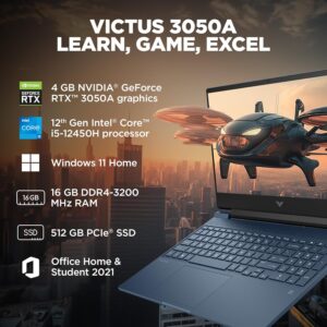 81b0f0IF1GL._SL1500_ HP Victus, 12th Gen Intel Core i5-12450H, RTX 3050 (16GB DDR4, 512GB SSD) FHD, IPS, 144Hz, 15.6"/39.6cm, Win 11, Office 21, Blue, 2.3kg, fa1412tx, B&O Audio, Backlit Gaming Laptop