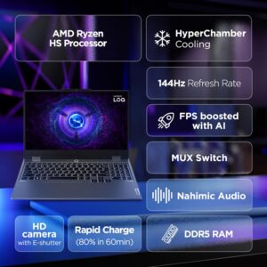 Lenovo LOQ AMD Ryzen 5 7235HS | NVIDIA RTX 3050 6GB (16GB RAM/512GB SSD/144Hz Refresh Rate/15.6" (39.6cm)/Windows 11/Office Home 2024/3 Mon. Game Pass/Grey/2.4Kg), 83JC00LRIN AI Gaming Laptop