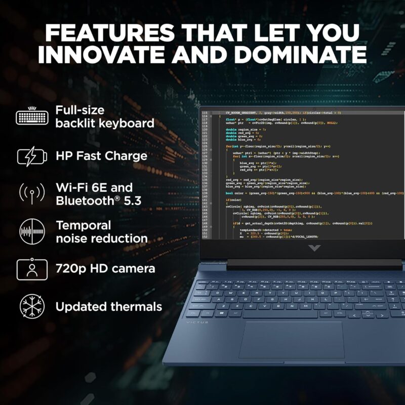 81xz2tgs-iL._SL1500_ HP Victus, 12th Gen Intel Core i5-12450H, RTX 3050 (16GB DDR4, 512GB SSD) FHD, IPS, 144Hz, 15.6"/39.6cm, Win 11, Office 21, Blue, 2.3kg, fa1412tx, B&O Audio, Backlit Gaming Laptop